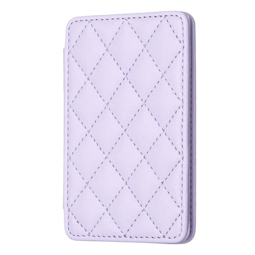 BFK05 3D Rhombus Design Self-adhesive Phone Back Card Holder PU Leather Card Bag - Purple - 1
