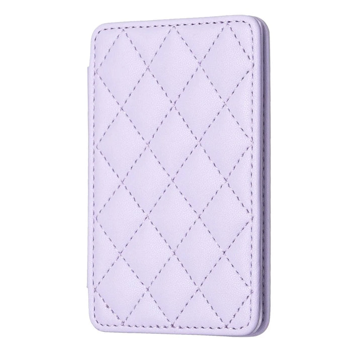 BFK05 3D Rhombus Design Self-adhesive Phone Back Card Holder PU Leather Card Bag - Purple - 1