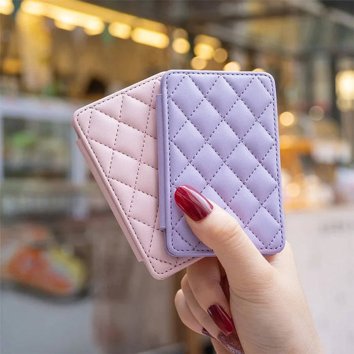 BFK05 3D Rhombus Design Self-adhesive Phone Back Card Holder PU Leather Card Bag - Purple - 5