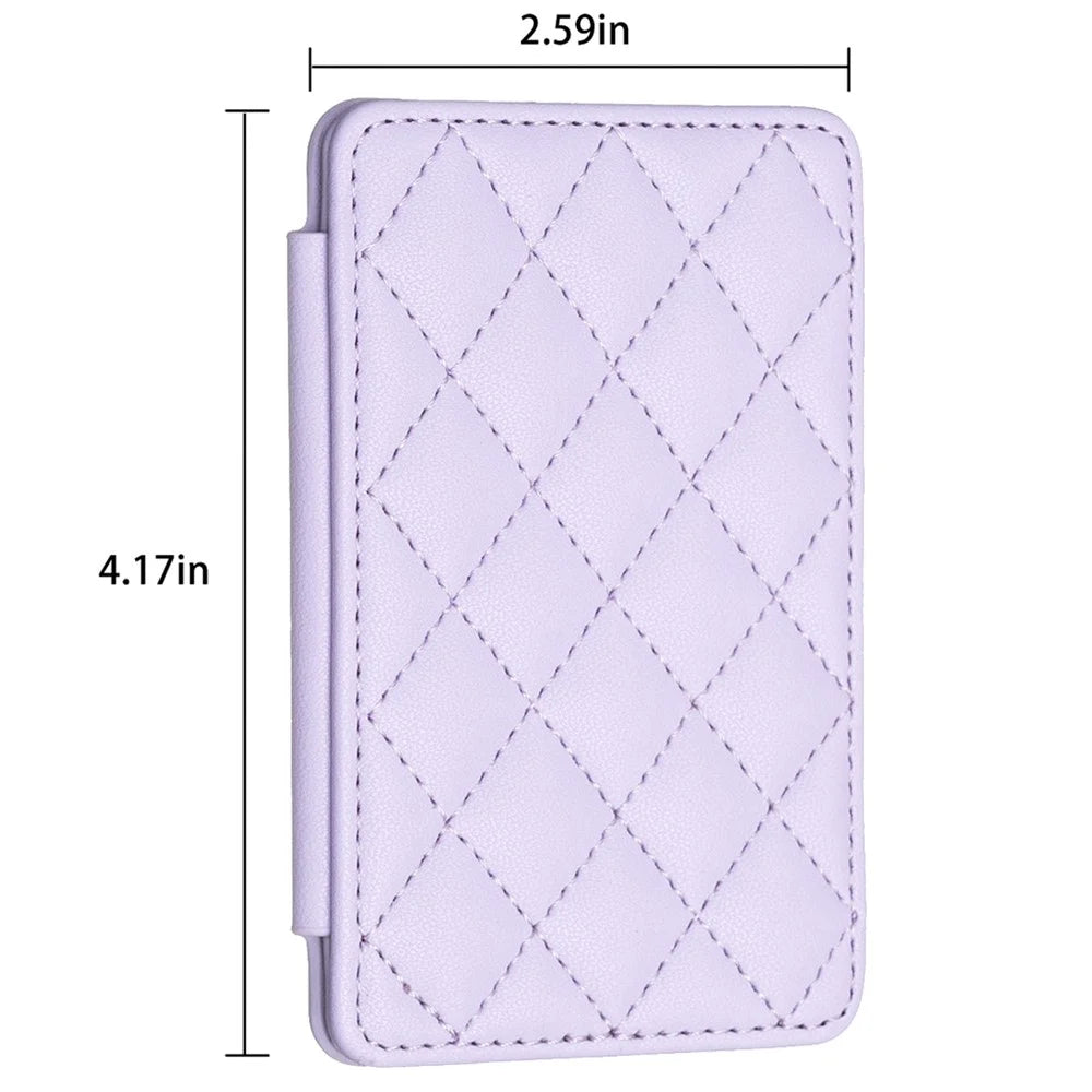 BFK05 3D Rhombus Design Self-adhesive Phone Back Card Holder PU Leather Card Bag - Purple - 6