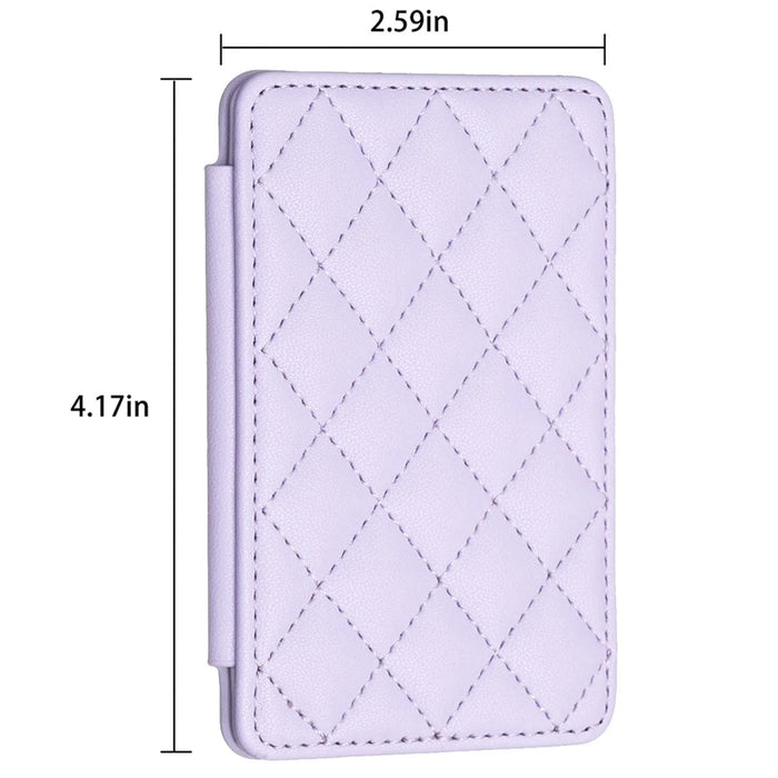 BFK05 3D Rhombus Design Self-adhesive Phone Back Card Holder PU Leather Card Bag - Purple - 6