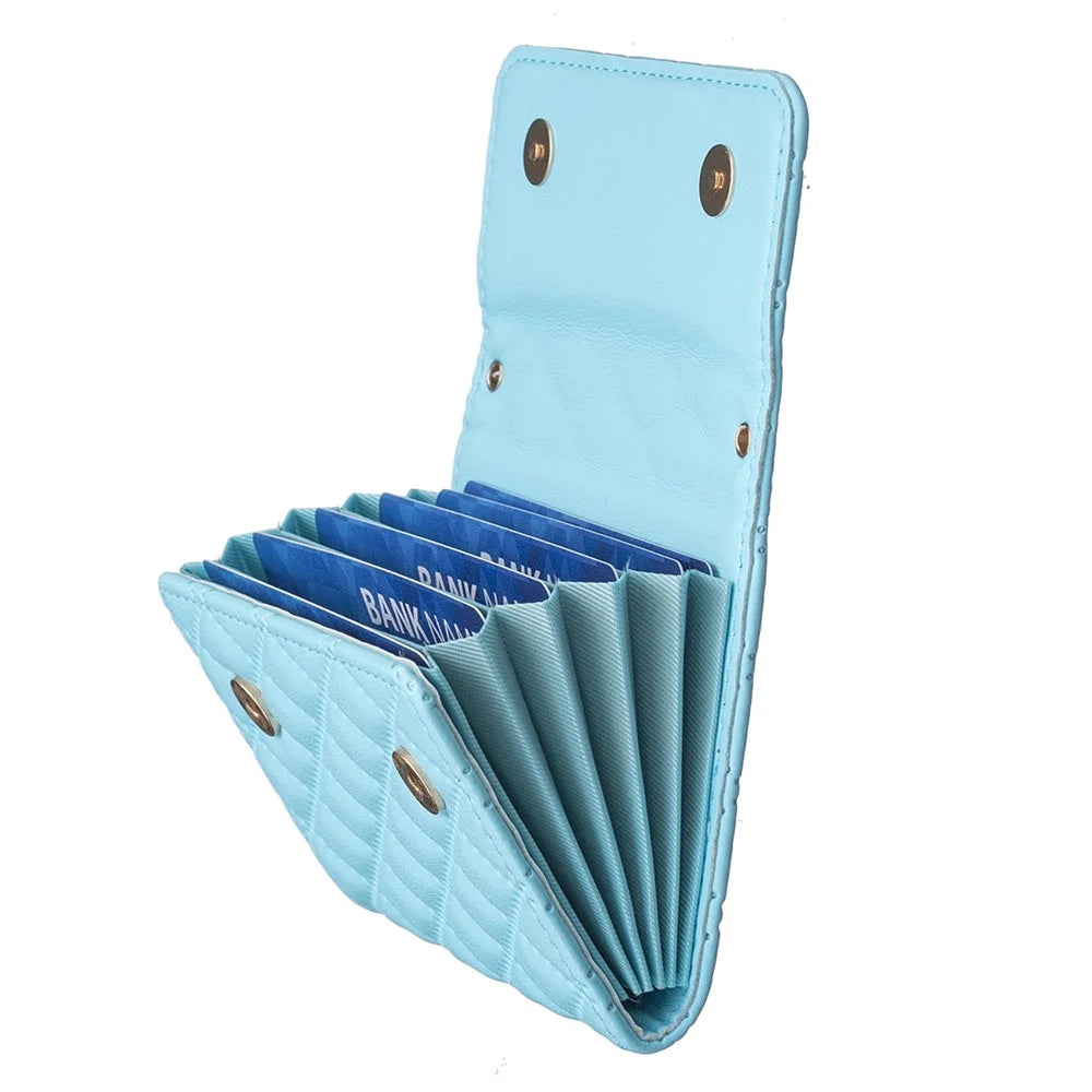 BFK10 Large Capacity Self-adhesive Phone Back Card Holder Horizontal Organ Type PU Leather Card Bag - Blue - 5
