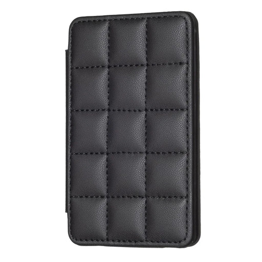 BFK01 3D Grid Design Phone Back Card Holder Self-adhesive PU Leather Card Bag - Black - 1