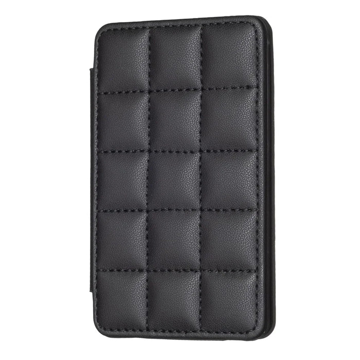 BFK01 3D Grid Design Phone Back Card Holder Self-adhesive PU Leather Card Bag - Black - 1