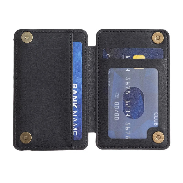 BFK01 3D Grid Design Phone Back Card Holder Self-adhesive PU Leather Card Bag - Black - 2
