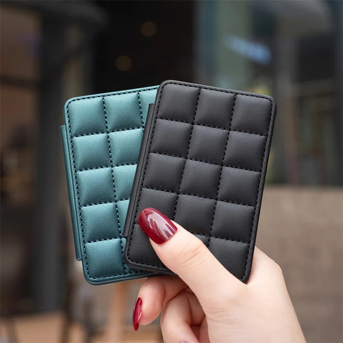 BFK01 3D Grid Design Phone Back Card Holder Self-adhesive PU Leather Card Bag - Black - 5