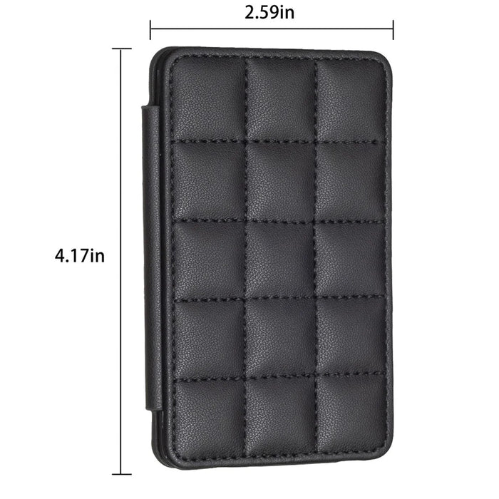 BFK01 3D Grid Design Phone Back Card Holder Self-adhesive PU Leather Card Bag - Black - 6