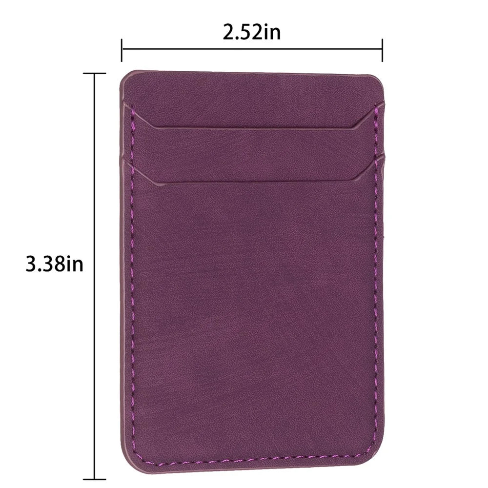BFK13 Phone Card Holder Credit Card ID Case Pouch Matte Leather Stick On Pocket for Back Of Phone - Dark Purple - 5