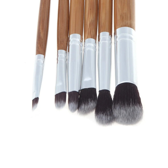 11Pcs Natural Bamboo Handle Makeup Brushes Foundation Blending Cosmetic Tool Set - 3
