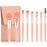 8Pcs Makeup Brush Set Synthetic Foundation Powder Concealers Eye Shadows Blush Cosmetic Brushes with Storage Bag - Pink - 1