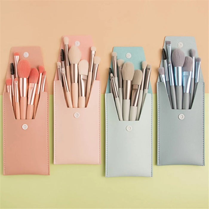 8Pcs Makeup Brush Set Synthetic Foundation Powder Concealers Eye Shadows Blush Cosmetic Brushes with Storage Bag - Pink - 4