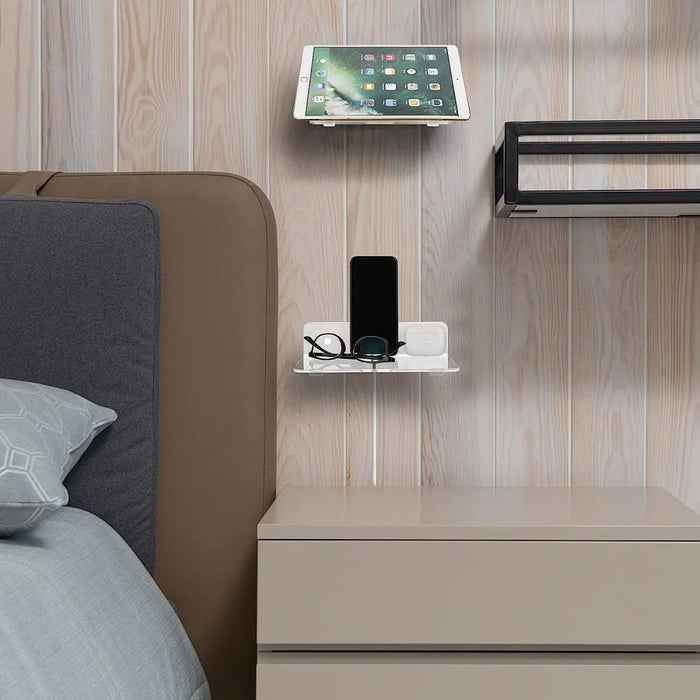 YX005 2PCS Acrylic Floating Wall Shelve Speaker Hanging Holder Mount Security Camera Wall-Mounted Hanger - 5