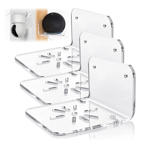 YX006 3Pcs / Set Clear Acrylic Floating Wall Shelves Hangers for Security Cameras, Baby Monitors, Speakers - 1