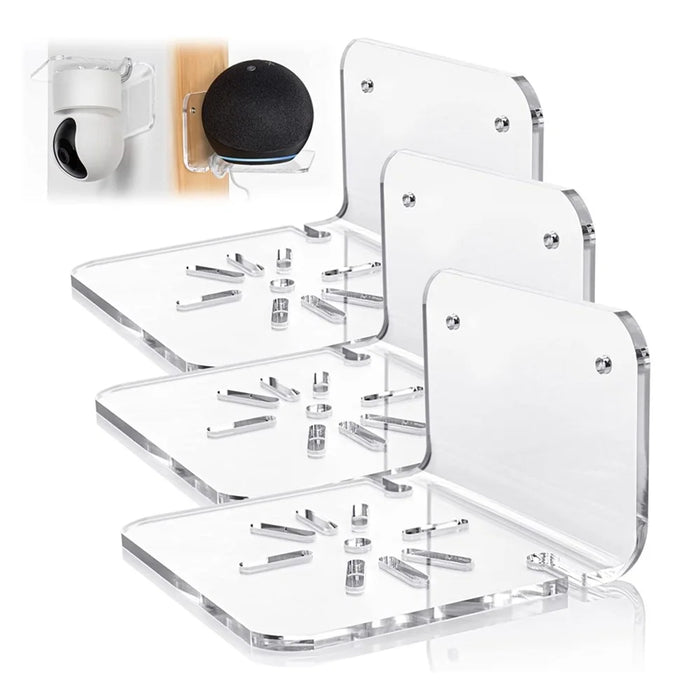 YX006 3Pcs / Set Clear Acrylic Floating Wall Shelves Hangers for Security Cameras, Baby Monitors, Speakers - 1