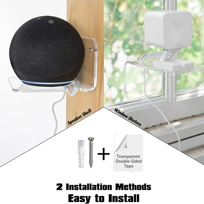 YX006 3Pcs / Set Clear Acrylic Floating Wall Shelves Hangers for Security Cameras, Baby Monitors, Speakers - 3