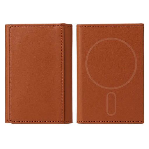 For iPhone 12 / 13 / 14 / 15 Series Magnetic Card Holder Compatible with MagSafe PU Leather Phone Wallet Stand - Brown - 1