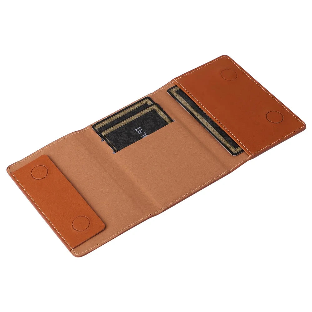 For iPhone 12 / 13 / 14 / 15 Series Magnetic Card Holder Compatible with MagSafe PU Leather Phone Wallet Stand - Brown - 5