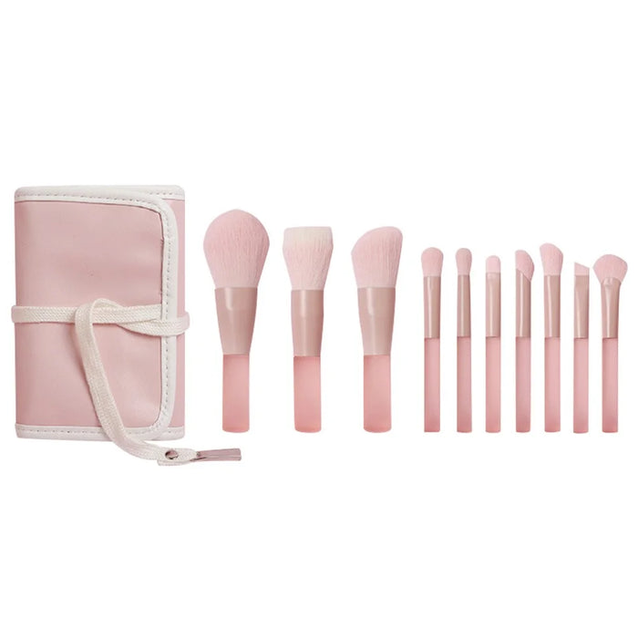 10Pcs / Set Makeup Tool Soft Artificial Fiber Brush Kit for Eye Shadow, Highlight, Foundation Powder (with Storage Bag) - 1