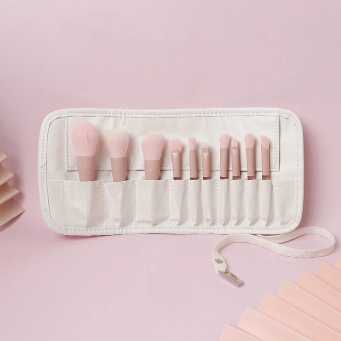 10Pcs / Set Makeup Tool Soft Artificial Fiber Brush Kit for Eye Shadow, Highlight, Foundation Powder (with Storage Bag) - 2