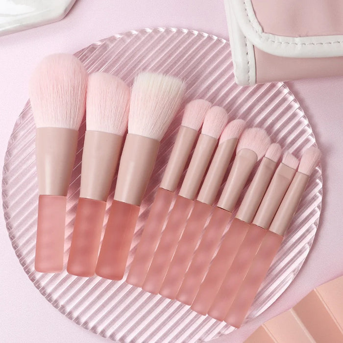 10Pcs / Set Makeup Tool Soft Artificial Fiber Brush Kit for Eye Shadow, Highlight, Foundation Powder (with Storage Bag) - 7