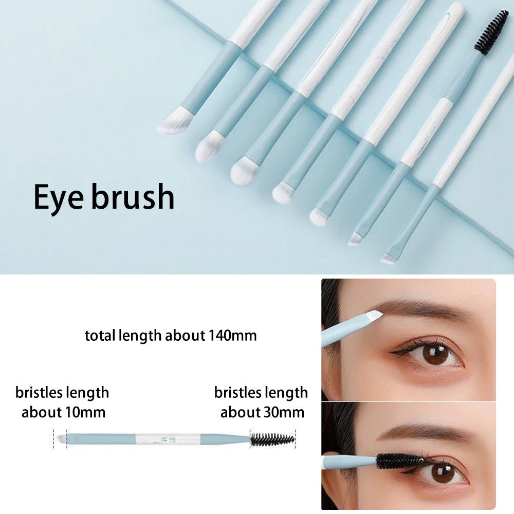 12Pcs / Set Soft Artificial Fiber Brush Set for Eye Shadow, Highlight, Foundation Powder (with Storage Pouch) - Green - 5