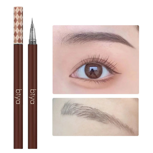 BIYA Eyebrow Pen Waterproof Eye Makeup Eyebrow Pencil Creates Natural-Looking Brows Makeup Tool - Grey - 1