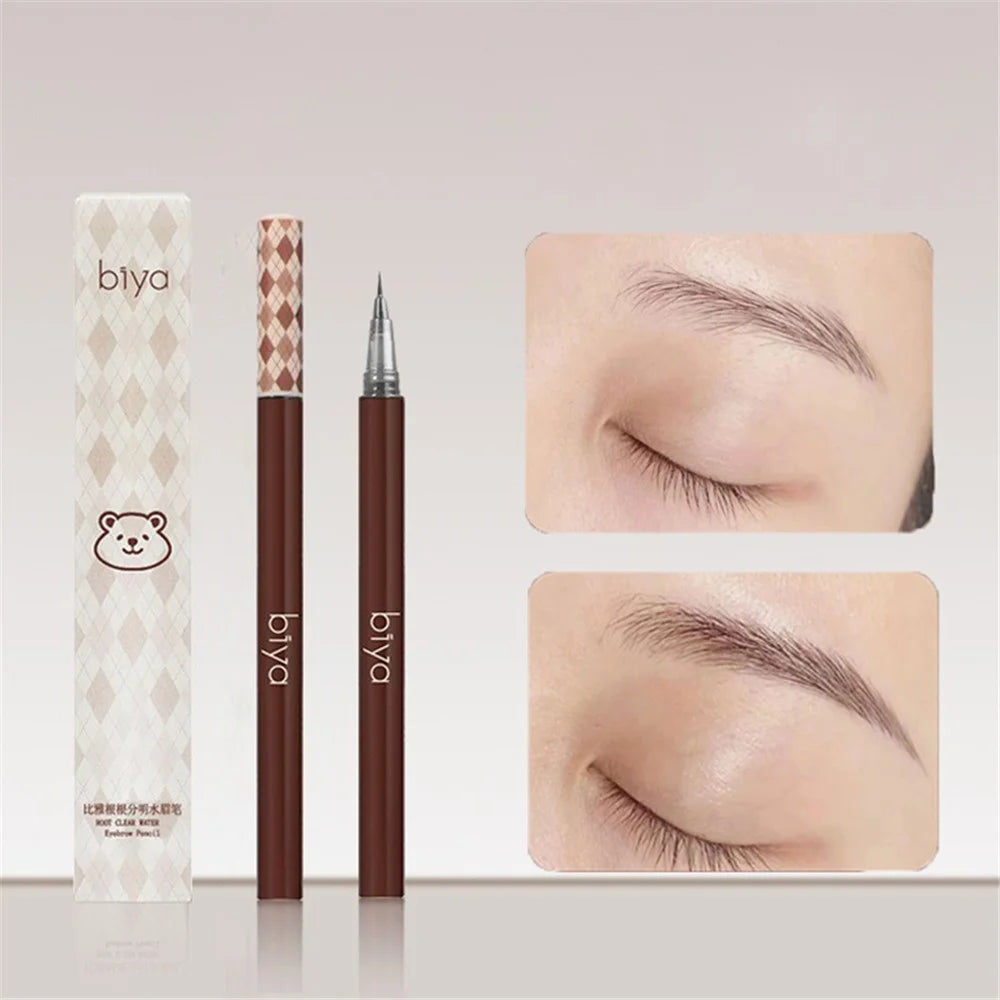 BIYA Eyebrow Pen Waterproof Eye Makeup Eyebrow Pencil Creates Natural-Looking Brows Makeup Tool - Grey - 3