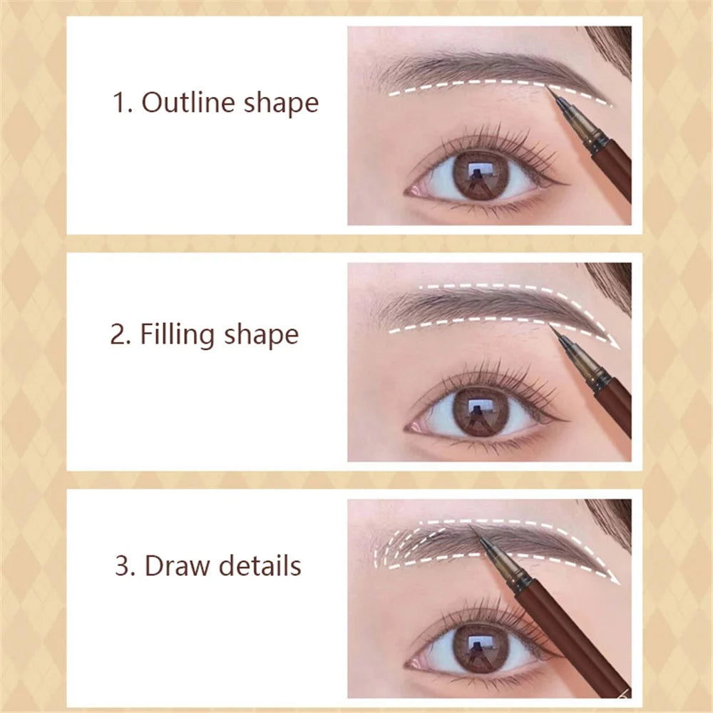 BIYA Eyebrow Pen Waterproof Eye Makeup Eyebrow Pencil Creates Natural-Looking Brows Makeup Tool - Grey - 7