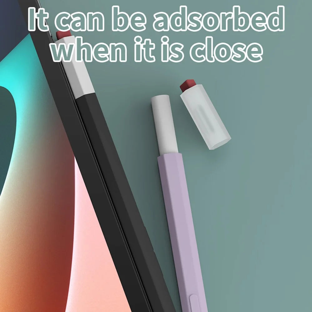 LOVE MEI Classic Style Retro Pencil Case Soft Silicone Sleeve for Xiaomi Inspiration Stylus (2nd) Non-Slip Pen Grip Holder with 2Pcs Caps - Black - 4