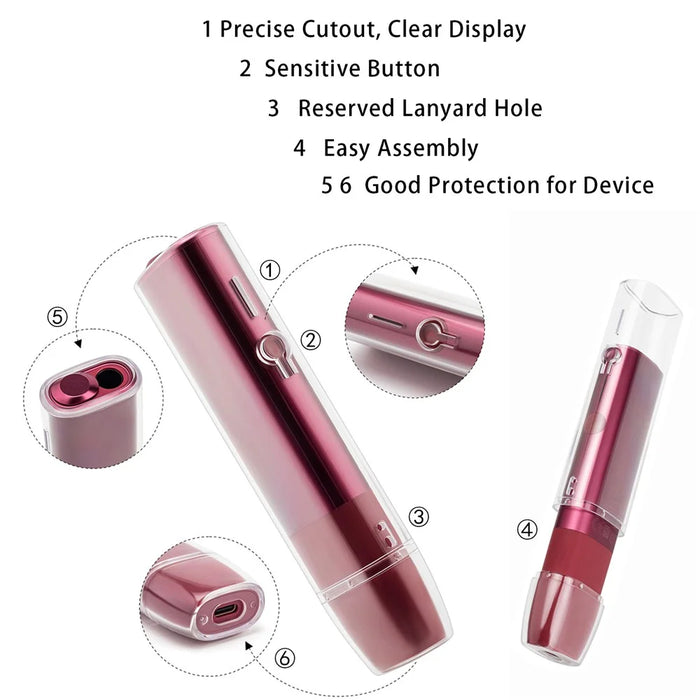 For IQOS ILUMA ONE Hard PC Protective Case E-cigarette Drop-proof Cover with Lanyard - Transparent - 3