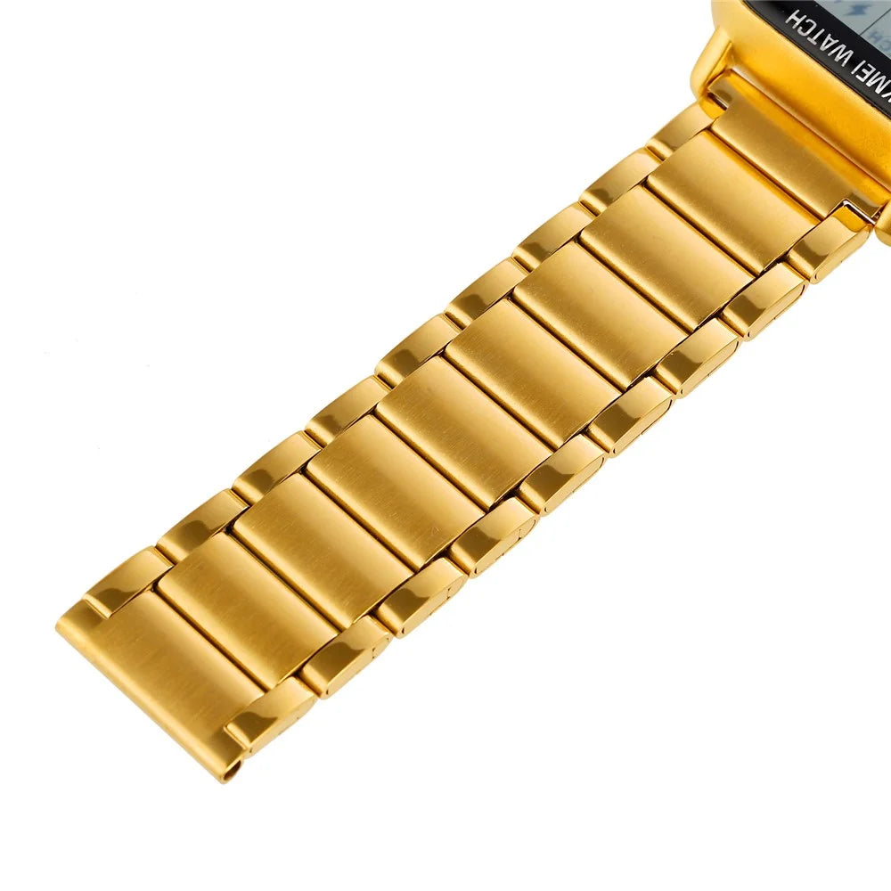 SKMEI 1888 Business Men Square Electronic Watch Steel Strap Sport Digital Watch - Gold - 6