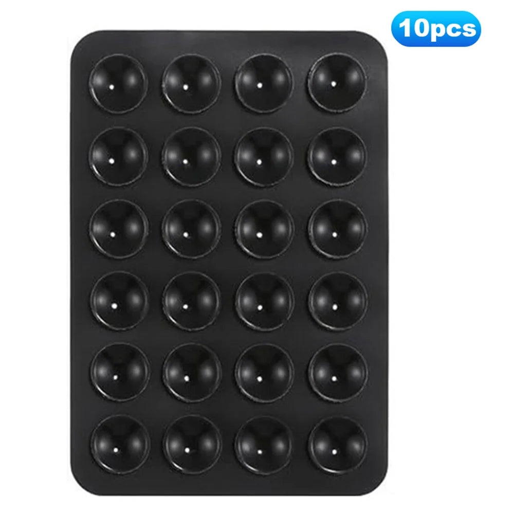 10Pcs Suction Phone Holder for Mirror Silicone Suction Cup Adhesive Mount - Black - 1