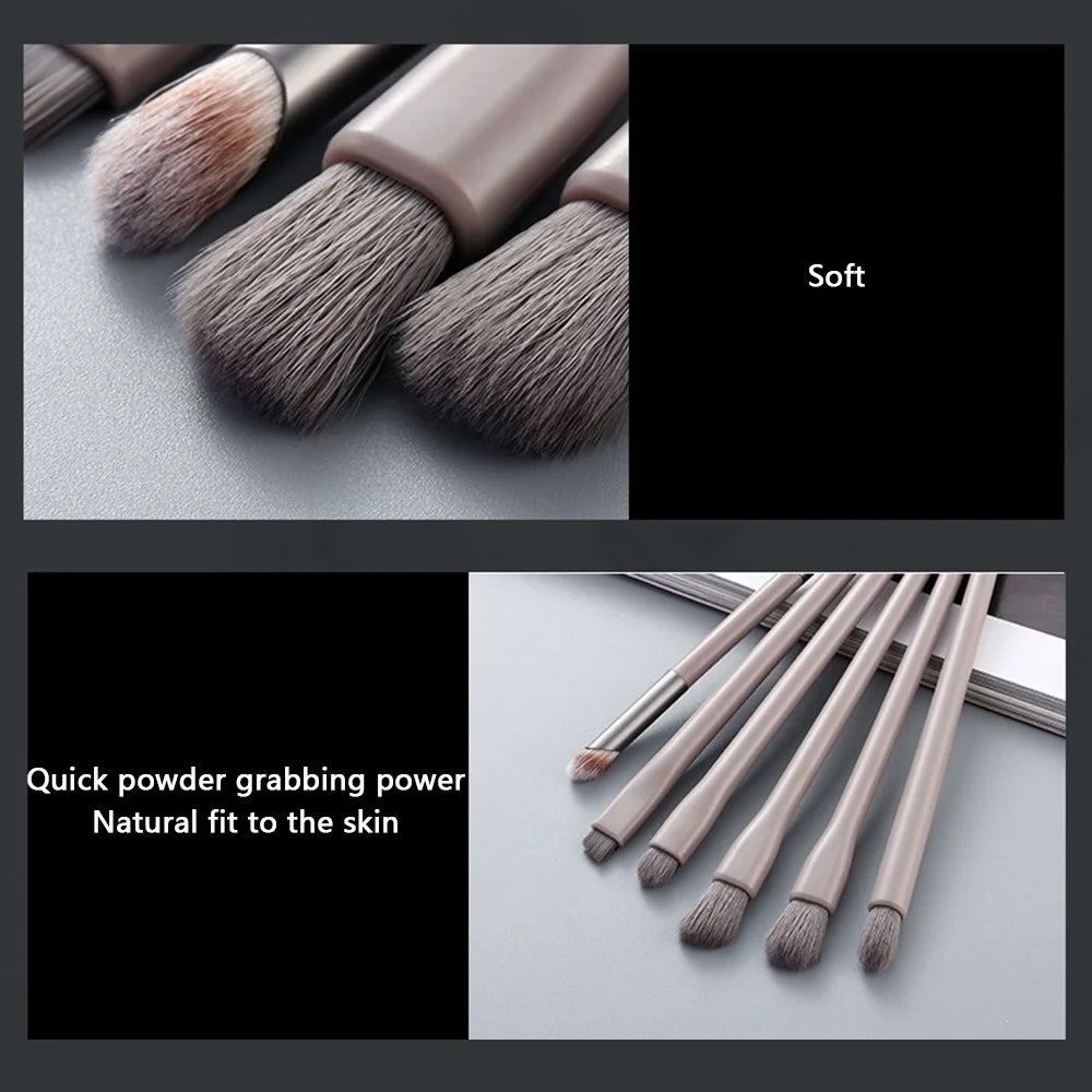 6Pcs / Set Eyeshadow Brush Set Soft Fiber Eye Makeup Brushes with Bag for Eyebrow, Eyeliner, Concealer Blending - Khaki - 4