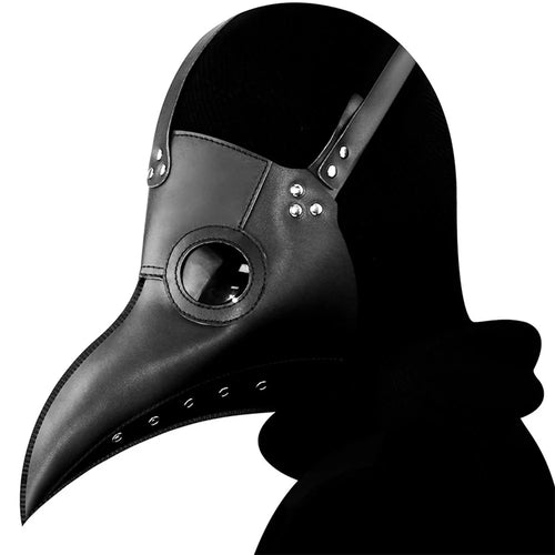 HG065 Halloween Plague Doctor Mask Long Nose Bird Beak Mask PU Leather Steampunk Masquerade Party Costume Props - Black - 1