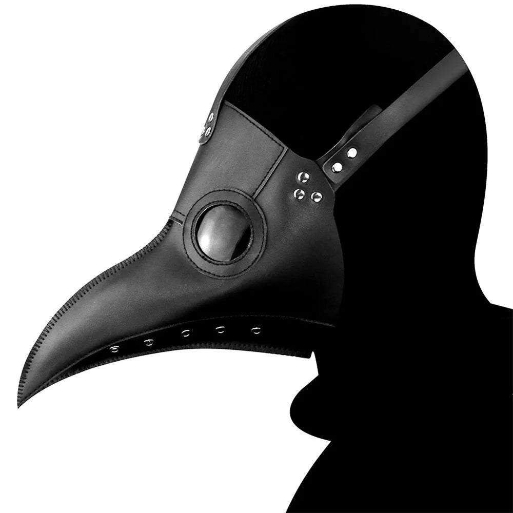 HG065 Halloween Plague Doctor Mask Long Nose Bird Beak Mask PU Leather Steampunk Masquerade Party Costume Props - Black - 3