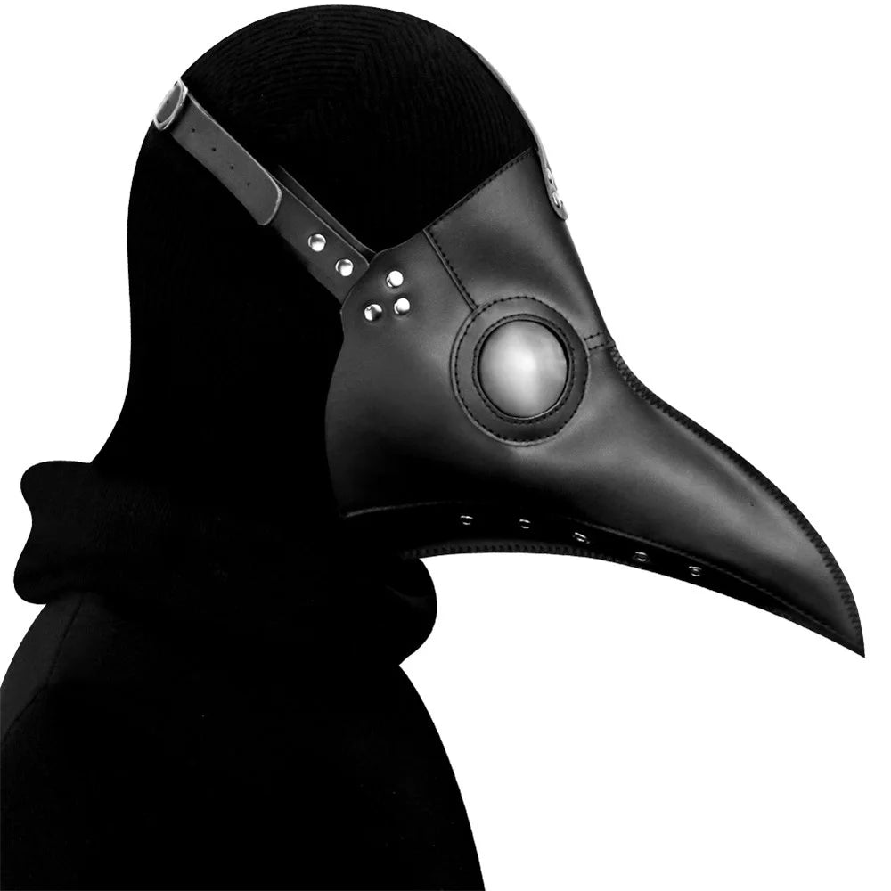 HG065 Halloween Plague Doctor Mask Long Nose Bird Beak Mask PU Leather Steampunk Masquerade Party Costume Props - Black - 4