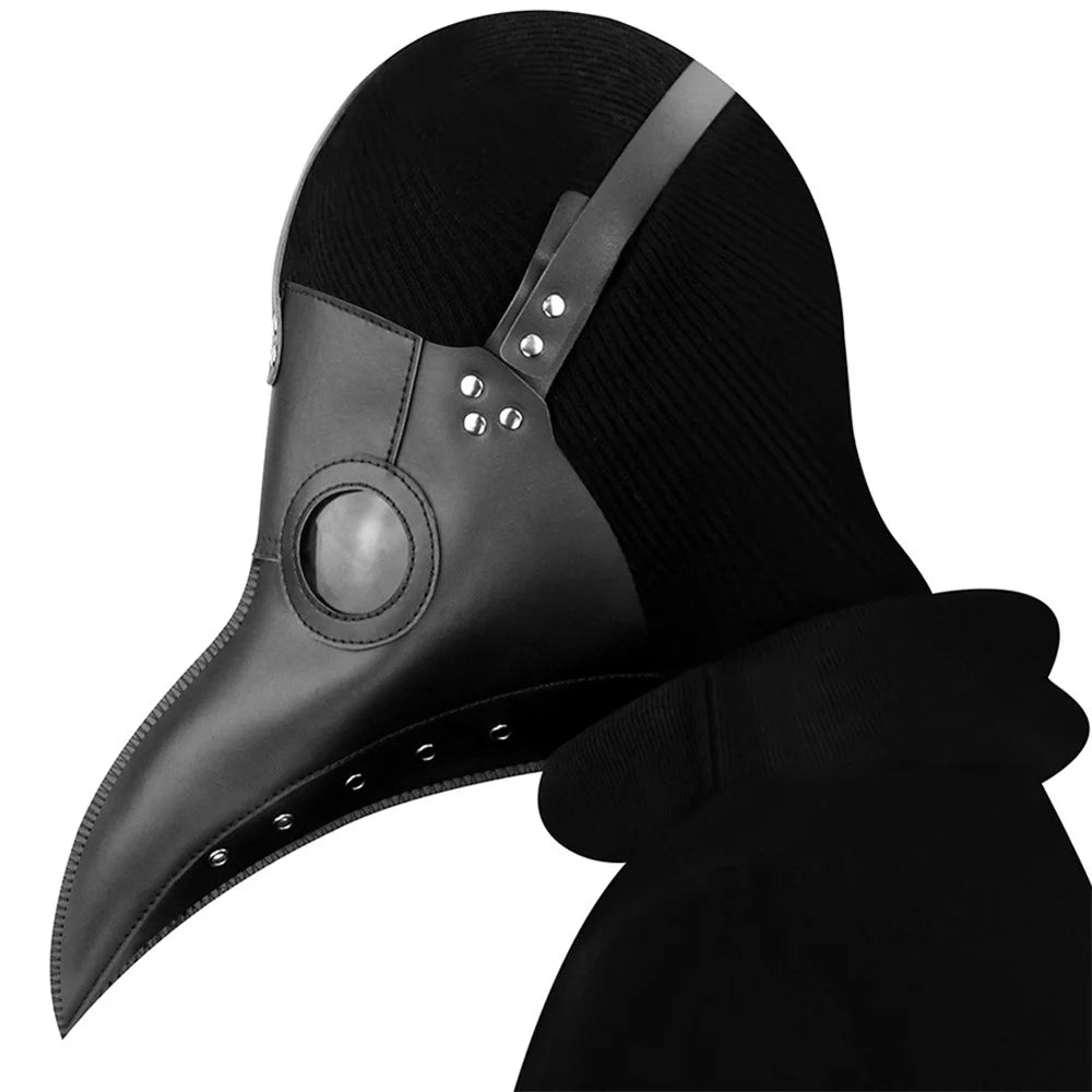 HG065 Halloween Plague Doctor Mask Long Nose Bird Beak Mask PU Leather Steampunk Masquerade Party Costume Props - Black - 5