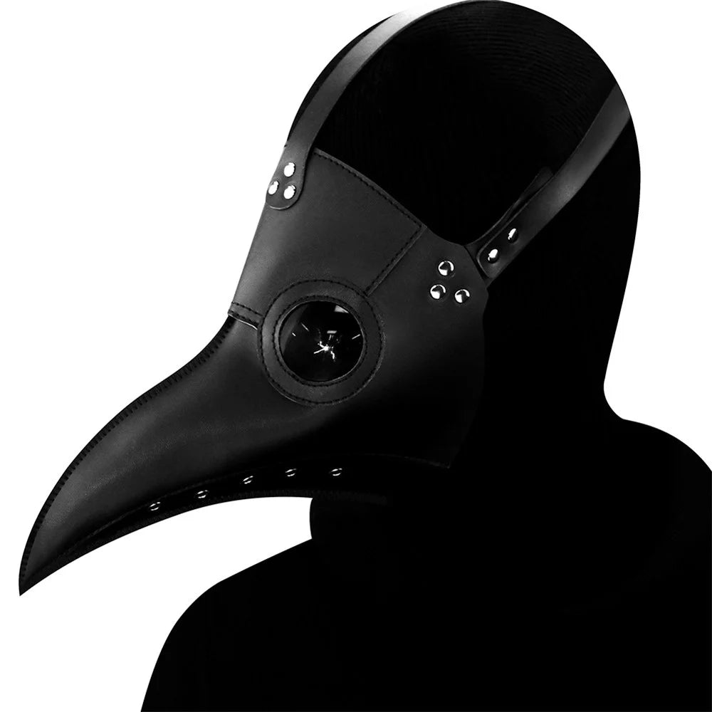 HG065 Halloween Plague Doctor Mask Long Nose Bird Beak Mask PU Leather Steampunk Masquerade Party Costume Props - Black - 6