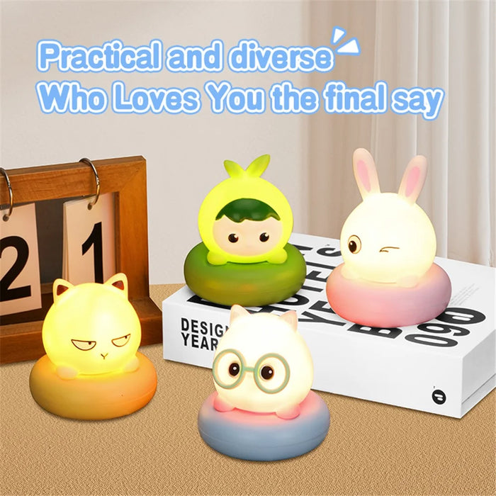 Cute Shape Silicone Touch Night Lamp Bedside Lamp Bedroom Decoration LED Light Home Decor - Green - 5