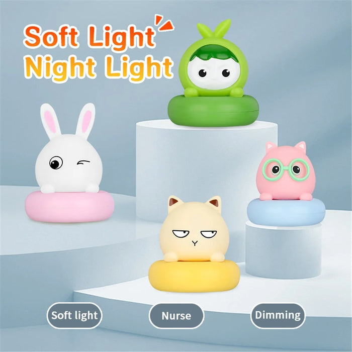 Cute Shape Silicone Touch Night Lamp Bedside Lamp Bedroom Decoration LED Light Home Decor - Green - 6
