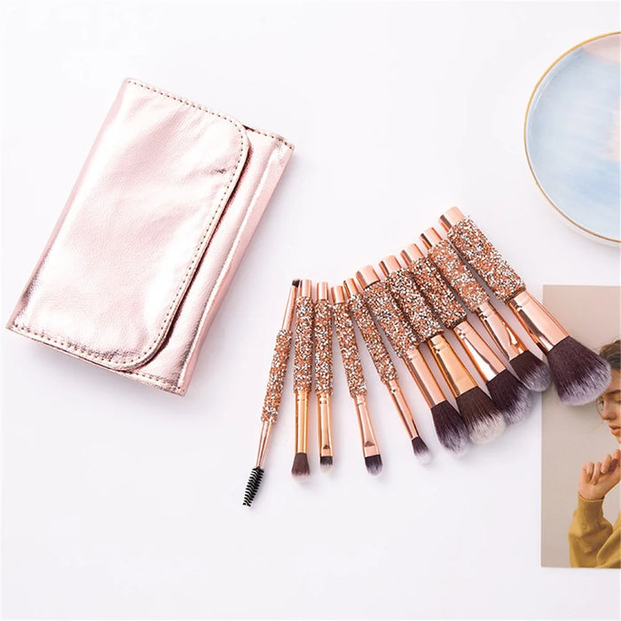 10Pcs / Set Fiber Eyeshadow Brush Basic Blusher Eyebrow Makeup Kit Brush for Blusher, Blending Concealer - 3