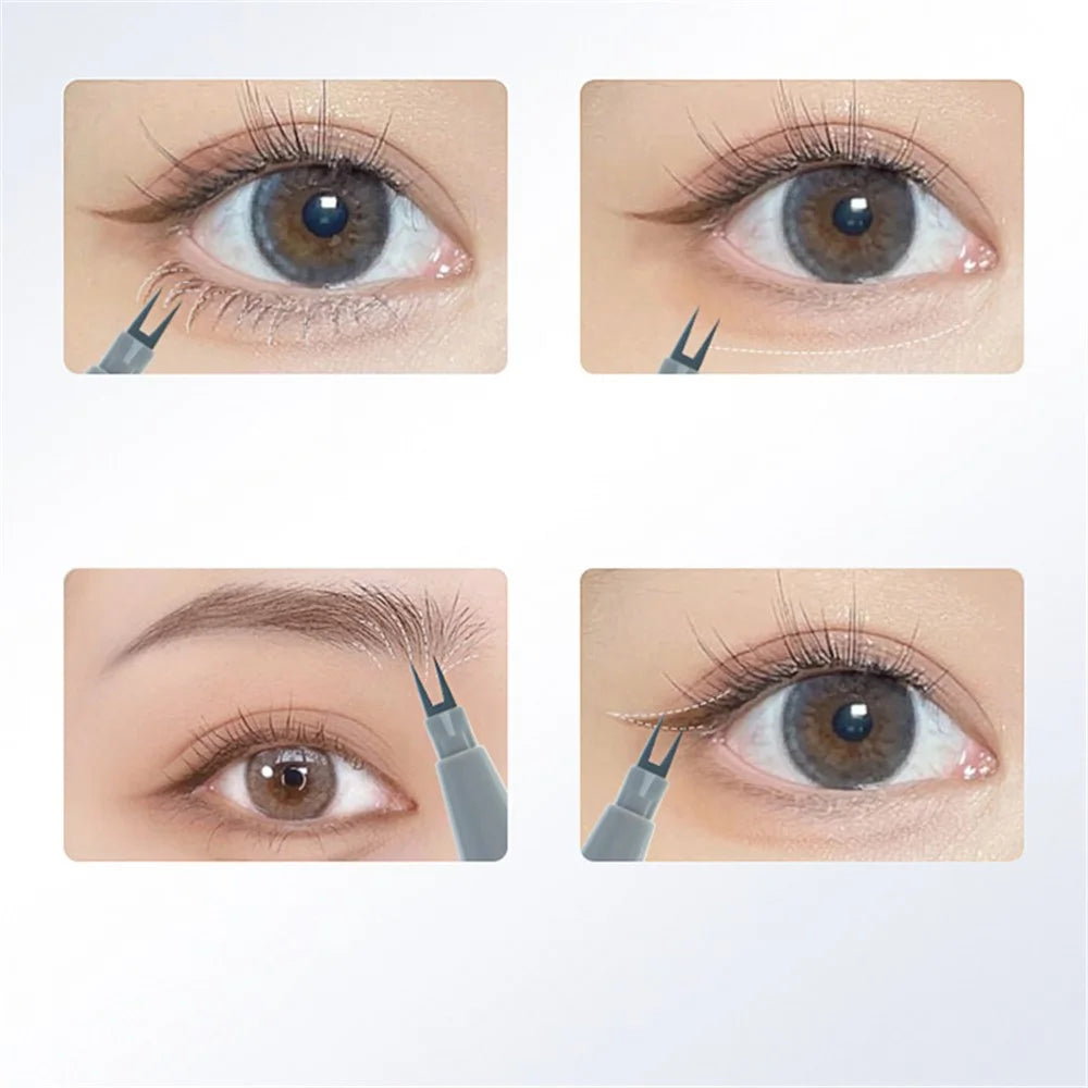 SUAKE Waterproof Eyeliner 2-Tip Liquid Non-smudge Eyeliner Makeup Tool Gift - Gray Brown - 2