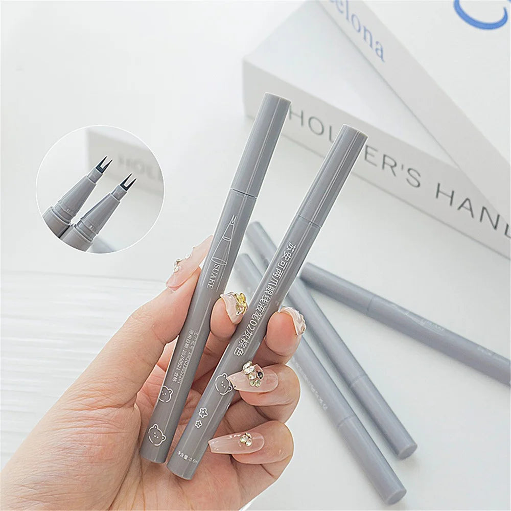 SUAKE Waterproof Eyeliner 2-Tip Liquid Non-smudge Eyeliner Makeup Tool Gift - Gray Brown - 3