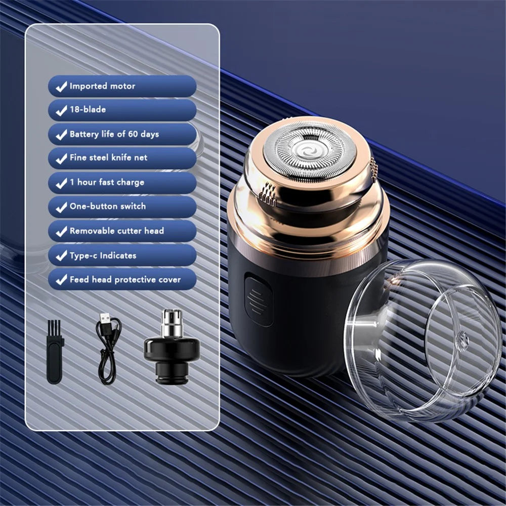 TY-500 Capsule Razor Mini Portable Electric Shaver 2 in 1 Nose Hair Razor Trimmer - Black - 2