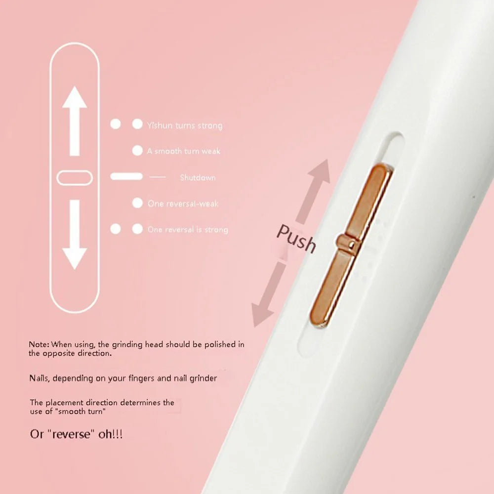 Electric Nail Drill Machine Mini Nail Grinding Pen Manicure and Pedicure Kit for Grinding, Polishing - White - 6