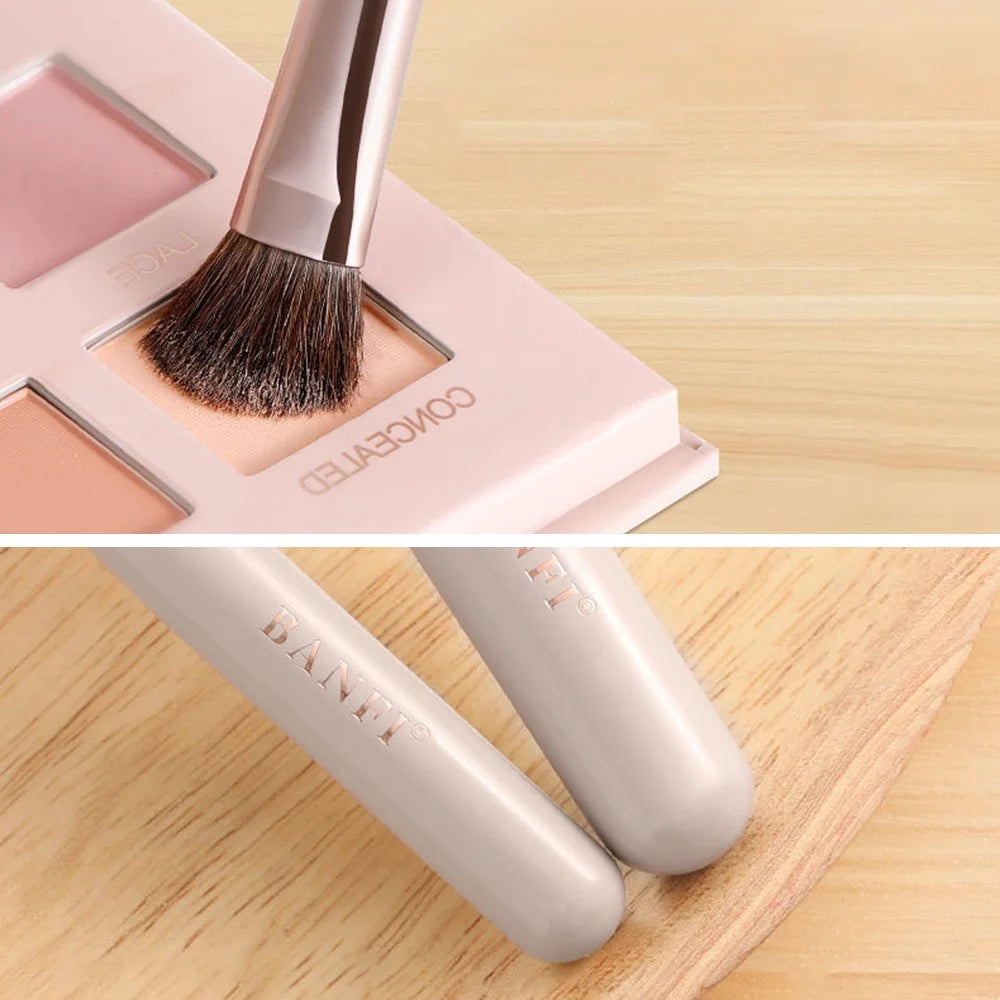 BANFI 7Pcs Eyeshadow Foundation Lip Makeup Brush Set with Cylindrical Box - Pink - 4