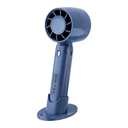 T10 Hair Dryer Style Handheld Fan 3 Wind Speed Mini Cooling Fan Phone Holder Stand - Blue - 1