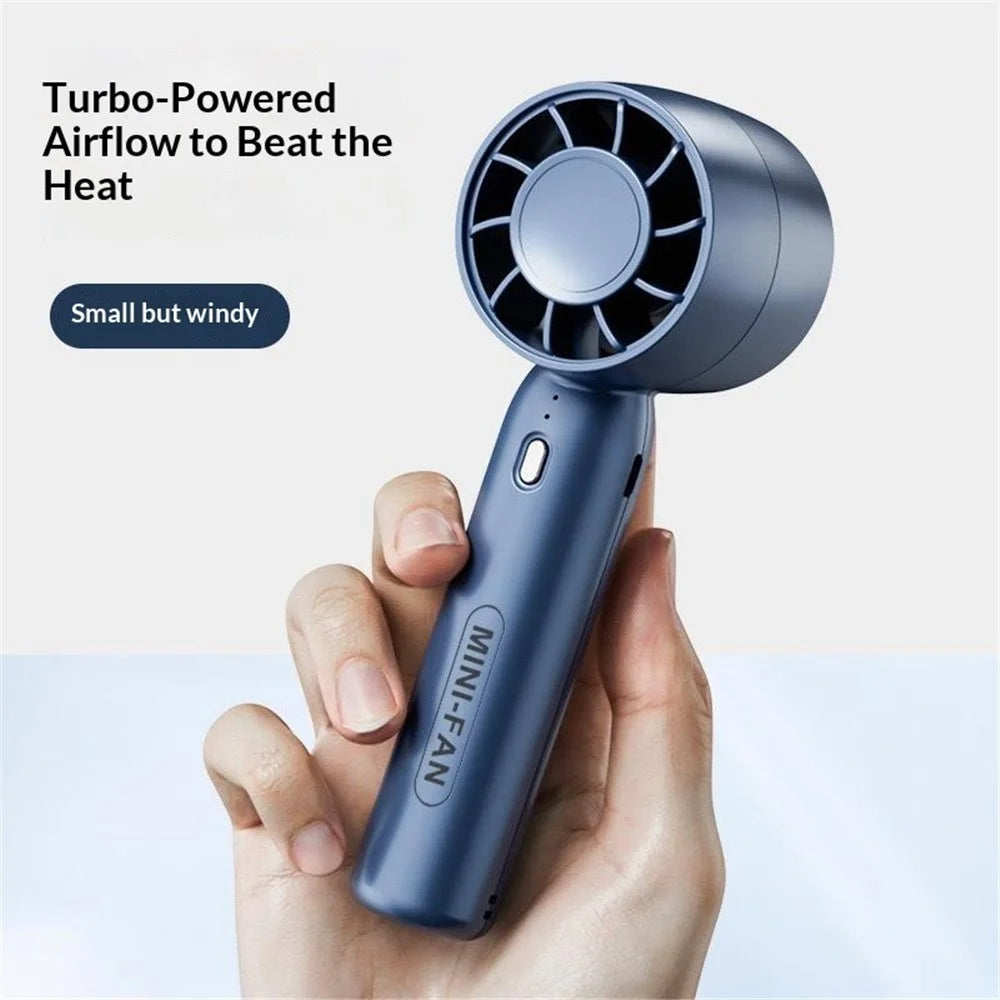 T10 Hair Dryer Style Handheld Fan 3 Wind Speed Mini Cooling Fan Phone Holder Stand - Blue - 4