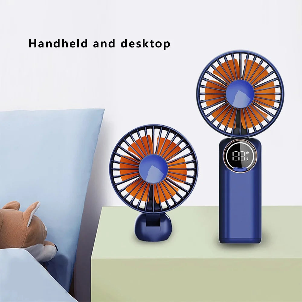 z3 6 Speeds Digital Display Cooling Fan Low Noise 180 Degree Rotatable Handheld Fan - Blue - 3