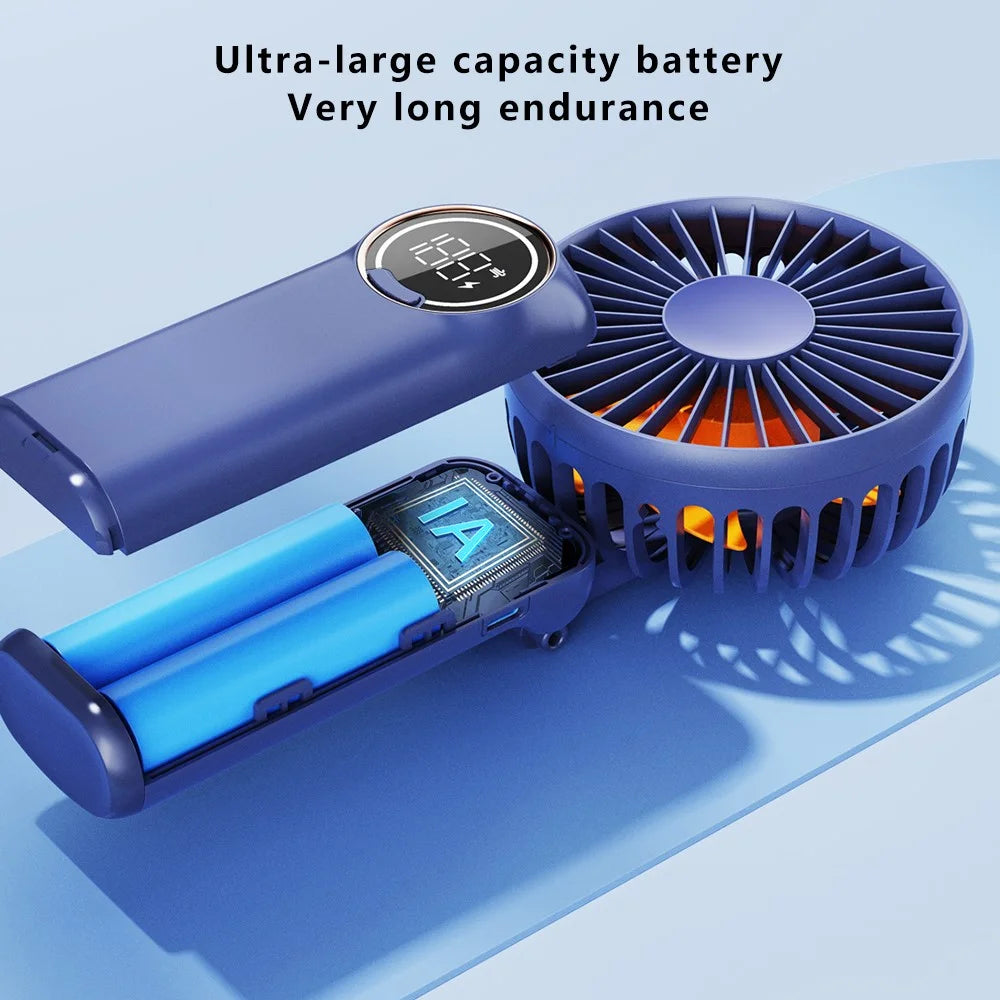 z3 6 Speeds Digital Display Cooling Fan Low Noise 180 Degree Rotatable Handheld Fan - Blue - 5